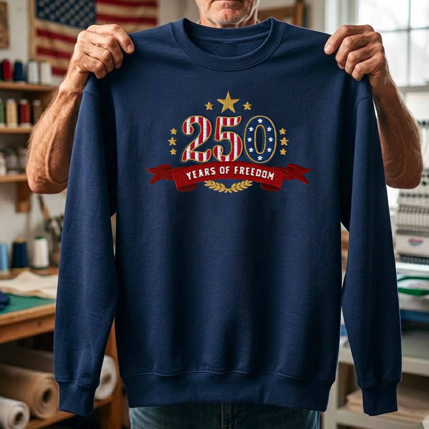 Liberty & Freedom 250 Years - Embroidered Eagle Sweater
