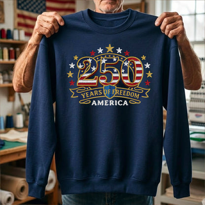America 250th Anniversary – Patriotic USA Embroidery Sweatshirt Design