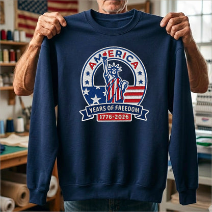 America 250 Years Embroidered Sweater - 1776 Independence Day Patriotic Gift