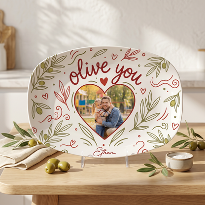 Personalized “Olive You” Decorative Plate – Custom Name Kitchen Keepsake