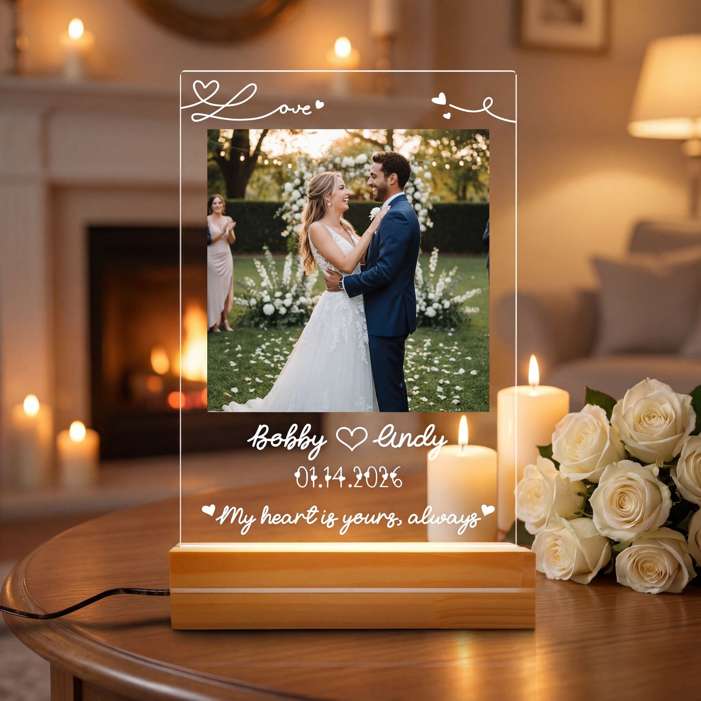 Love You Forever – Timeless Love Gift for Couples – Personalized Couple Photo Night Light