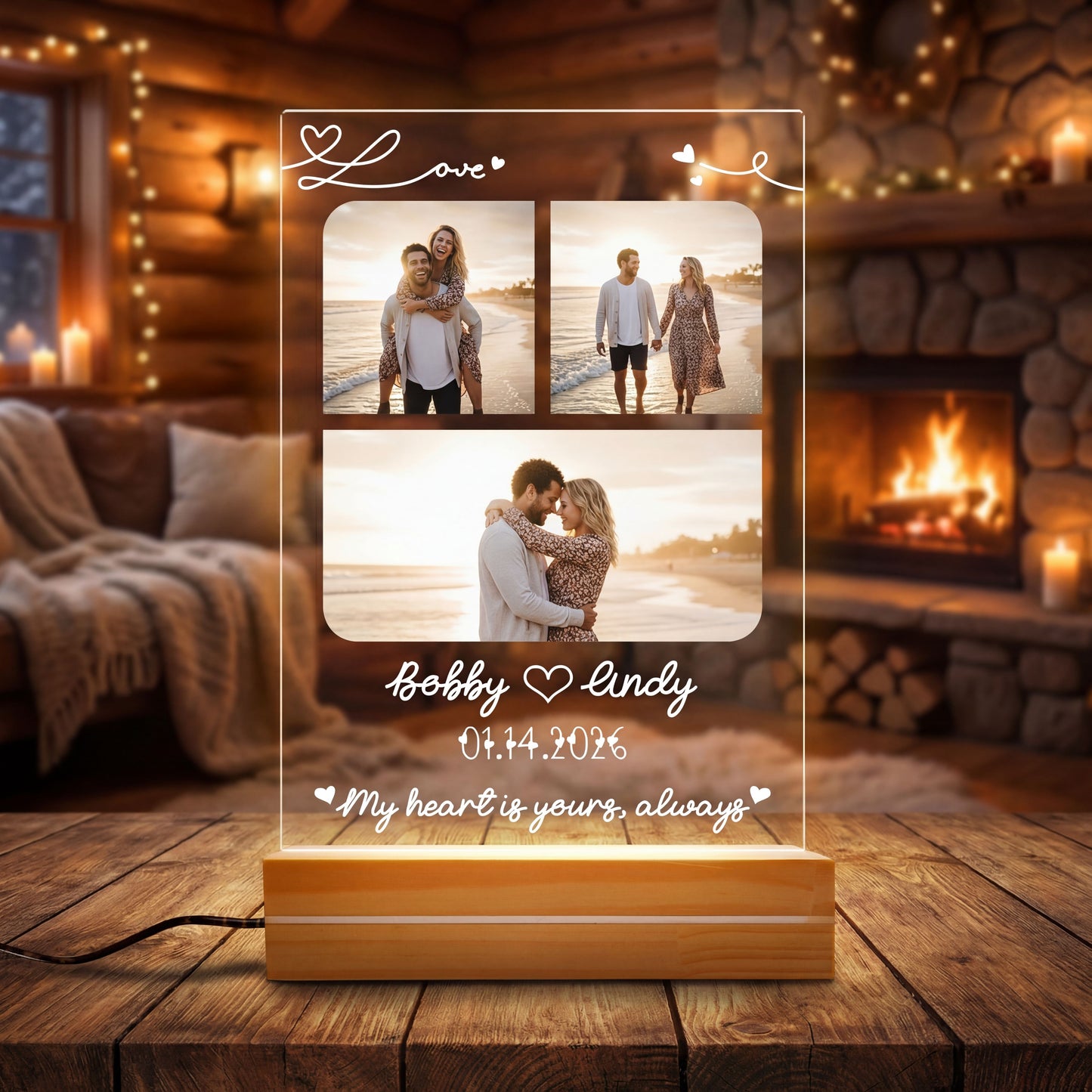 Love You Forever – Timeless Love Gift for Couples – Personalized Couple Photo Night Light
