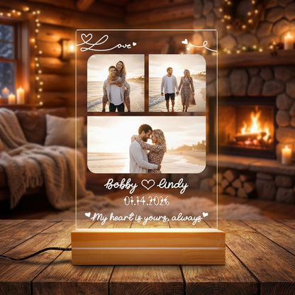 Love You Forever – Timeless Love Gift for Couples – Personalized Couple Photo Night Light