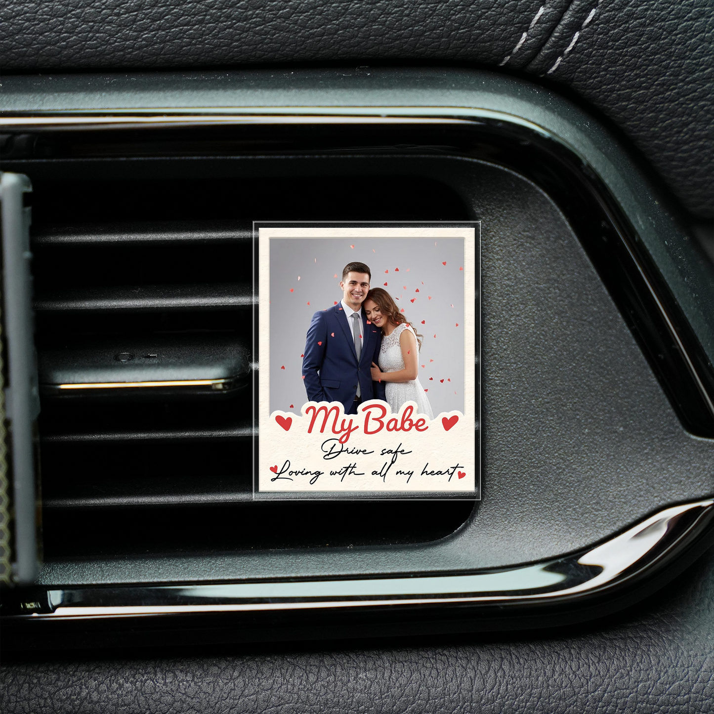 Drive Safe, Babe – Sweet Car Gift for Couples – Personalized Photo Acrylic Car Clip