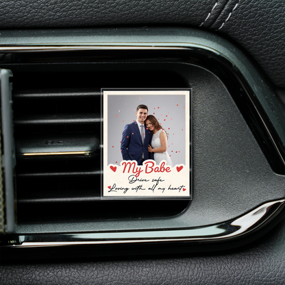 Drive Safe, Babe – Sweet Car Gift for Couples – Personalized Photo Acrylic Car Clip
