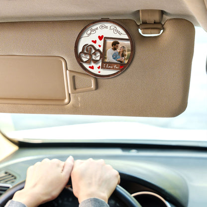 Love On The Road – Car Accessory Gift for Couples – Personalized Photo 2-Layer Wooden Car Clip
