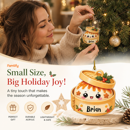 Personalized Bao Bun Steamer Basket acrylic Christmas ornament, view 7