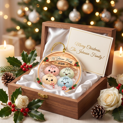 Personalized Bao Bun Family Steamer acrylic Christmas ornament, view 5