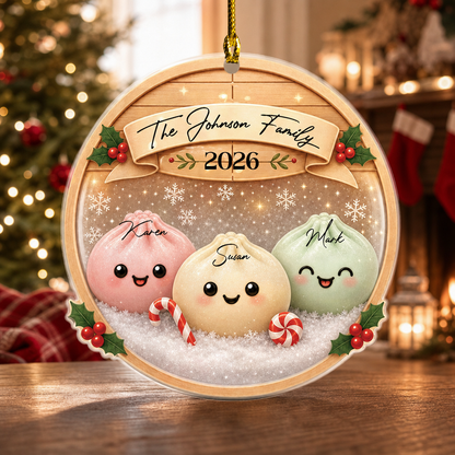 Personalized Bao Bun Family Steamer acrylic Christmas ornament, view 6