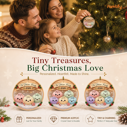 Personalized Bao Bun Family Steamer acrylic Christmas ornament, view 7