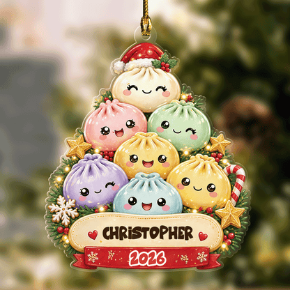 Personalized Bao Bun Christmas Tree acrylic Christmas ornament with custom name