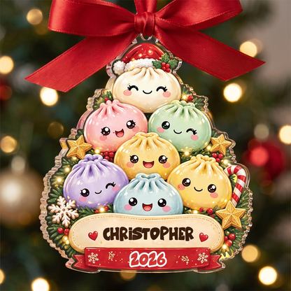 Personalized Bao Bun Christmas Tree acrylic Christmas ornament, view 4