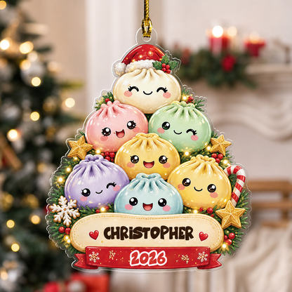 Personalized Bao Bun Christmas Tree acrylic Christmas ornament, view 5