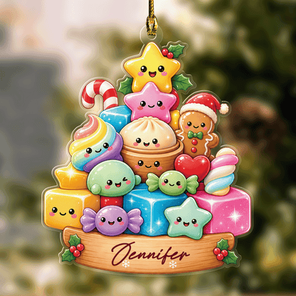 Personalized Kawaii Sweets Christmas Tree acrylic Christmas ornament with custom name