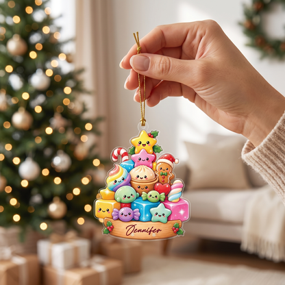 Personalized Kawaii Sweets Christmas Tree acrylic Christmas ornament, view 5