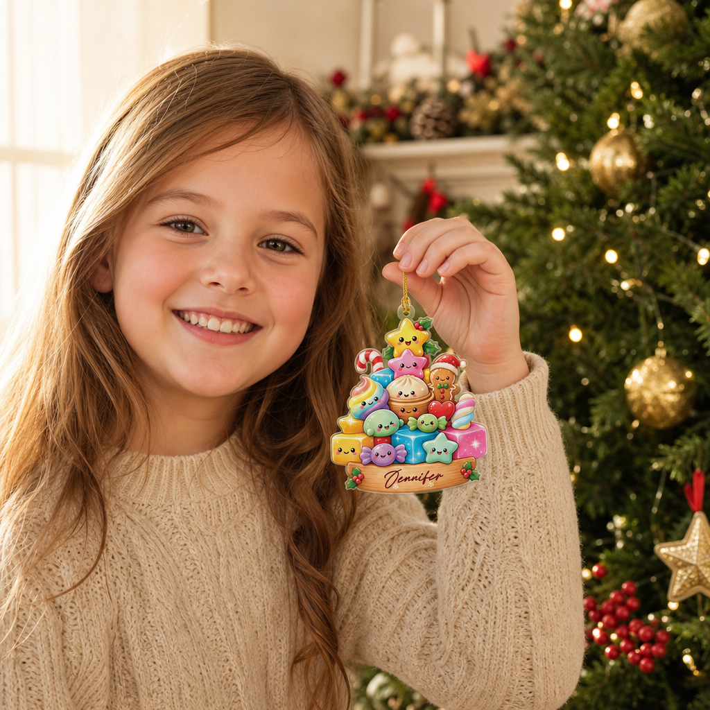 Personalized Kawaii Sweets Christmas Tree acrylic Christmas ornament, view 7