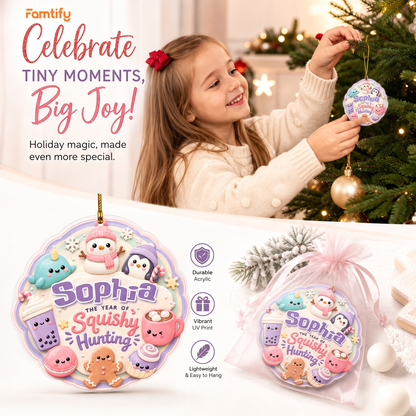 Personalized Year Of Squishy Hunting acrylic Christmas ornament, view 6