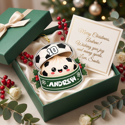 Personalized Soccer Ball Bao Bun acrylic Christmas ornament, view 3