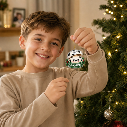 Personalized Soccer Ball Bao Bun acrylic Christmas ornament, view 6