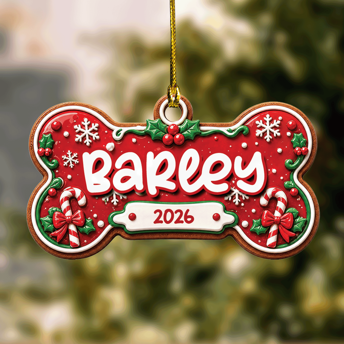 Personalized Pet Name Dog Bone acrylic Christmas ornament with custom name
