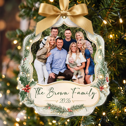 Personalized Family Photo Frame acrylic Christmas ornament, view 3