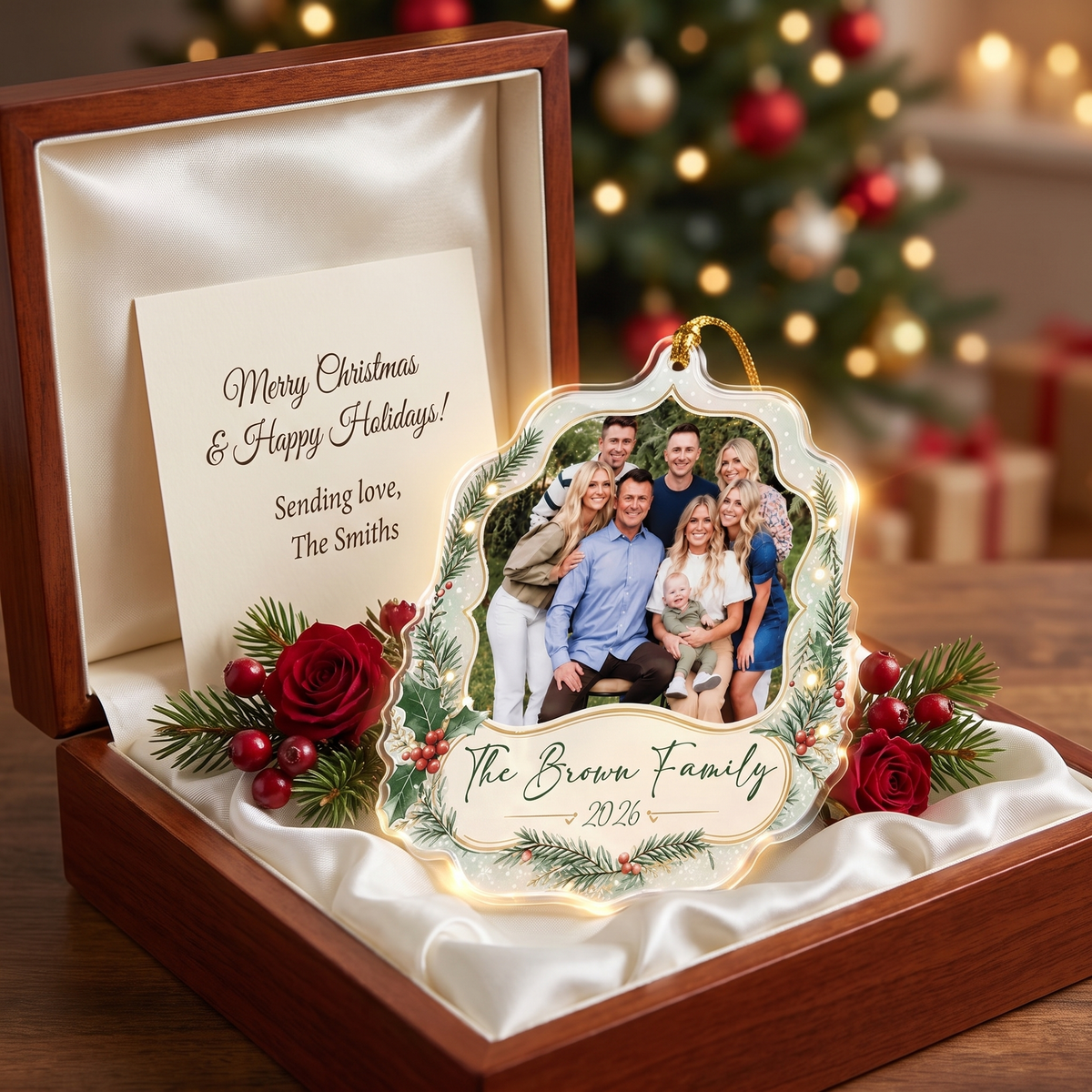 Personalized Family Photo Frame acrylic Christmas ornament, view 4
