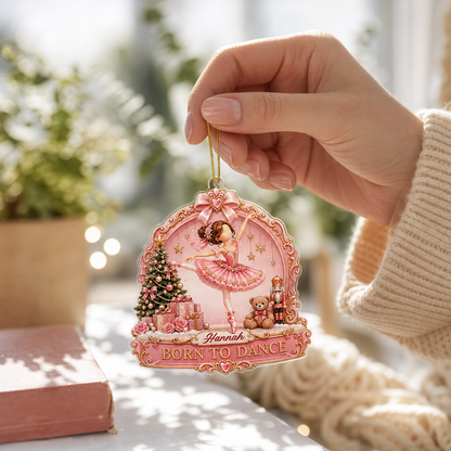 Personalized Born To Dance Ballerina acrylic Christmas ornament, view 7