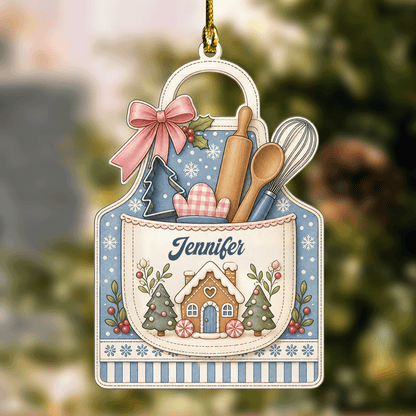 Personalized Baking Apron acrylic Christmas ornament with custom name