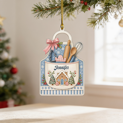 Personalized Baking Apron acrylic Christmas ornament, view 2