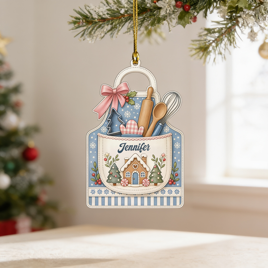 Personalized Baking Apron acrylic Christmas ornament, view 2