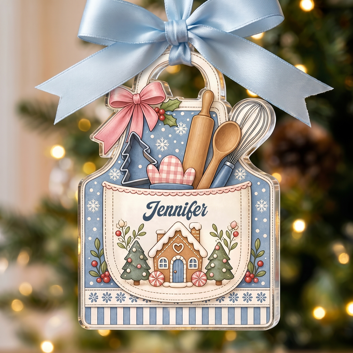 Personalized Baking Apron acrylic Christmas ornament, view 3