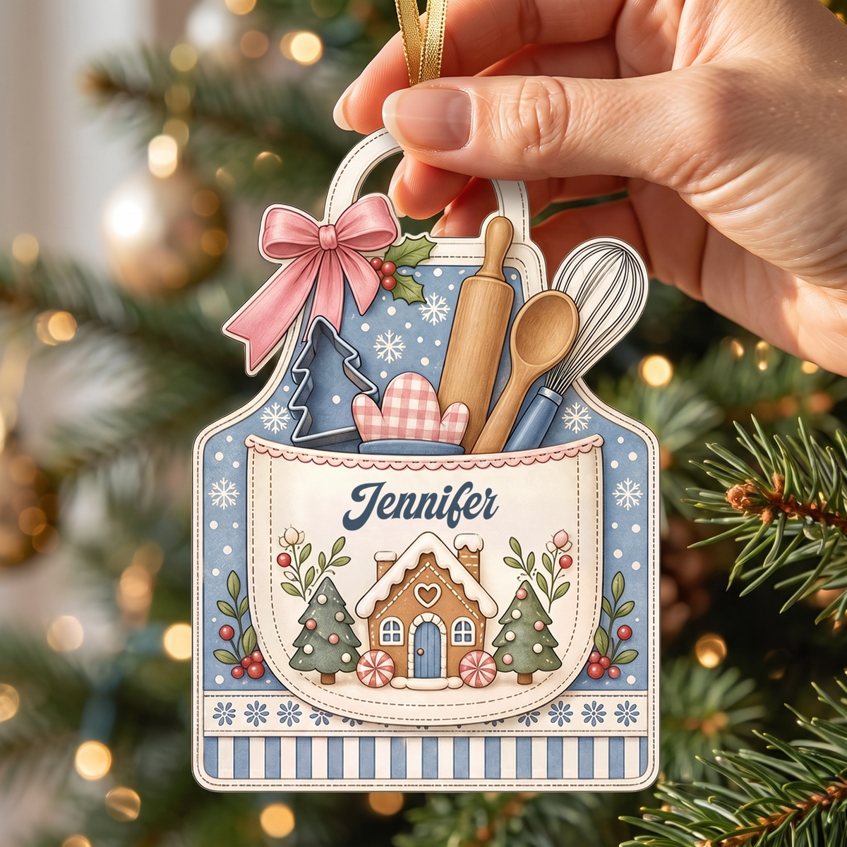 Personalized Baking Apron acrylic Christmas ornament, view 5