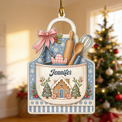 Personalized Baking Apron acrylic Christmas ornament, view 6