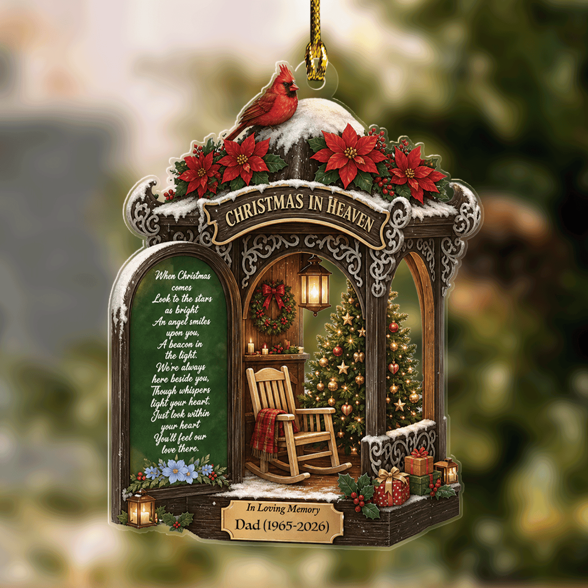 Personalized Christmas In Heaven Porch acrylic Christmas ornament with custom name