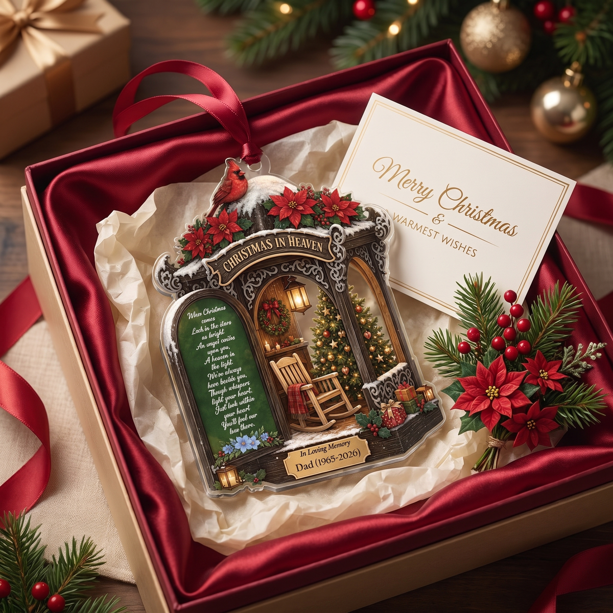 Personalized Christmas In Heaven Porch acrylic Christmas ornament, view 3