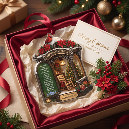 Personalized Christmas In Heaven Porch acrylic Christmas ornament, view 3