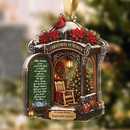 Personalized Christmas In Heaven Porch acrylic Christmas ornament, view 5