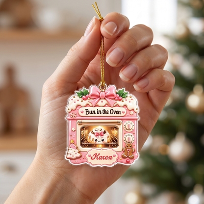 Personalized Bun In The Oven acrylic Christmas ornament, view 4