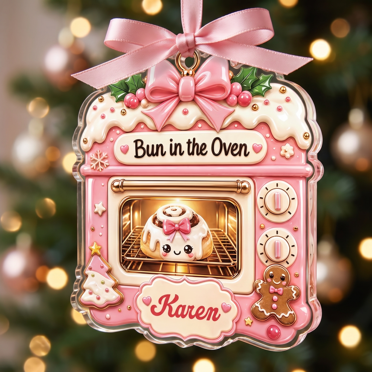 Personalized Bun In The Oven acrylic Christmas ornament, view 5