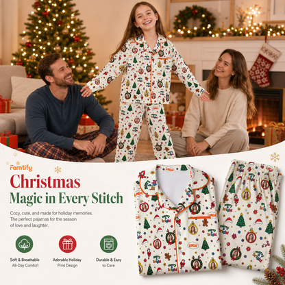 Custom face photo and name merry and bright Christmas kid pajamas view 2