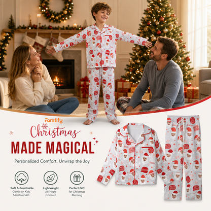 Custom face photo and name Ho Ho Ho Santa kid pajamas view 2