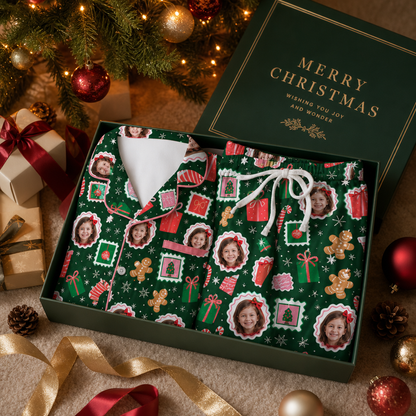 Custom face photo gift frame kid Christmas pajamas view 4