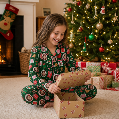 Custom face photo gift frame kid Christmas pajamas view 7