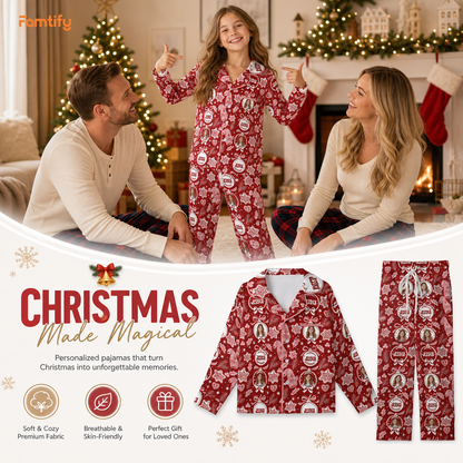 Custom face photo and name folk ornament kid pajamas view 2