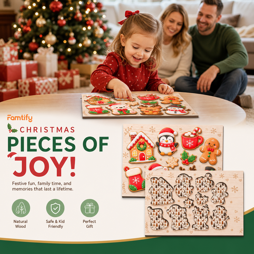Christmas cookie friends large wooden puzzle board for kids