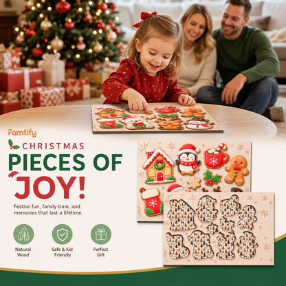 Christmas cookie friends large wooden puzzle board for kids