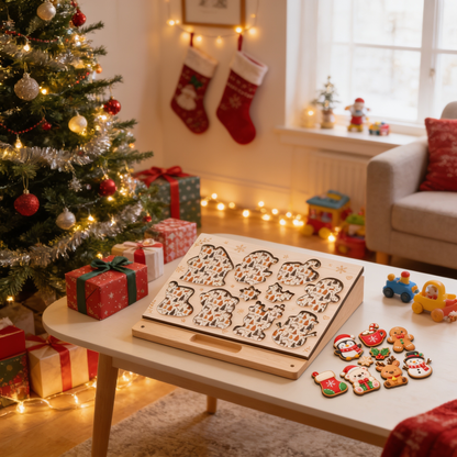 Christmas cookie friends large wooden puzzle board for kids