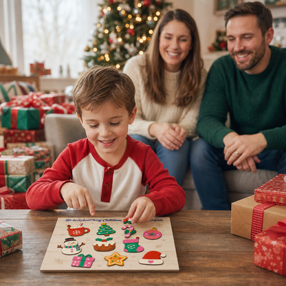 Personalized Ho Ho Ho little one name large wooden puzzle board for kids