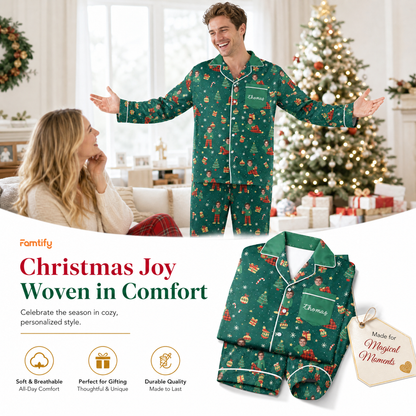Custom face photo and name cozy mini me gifts trees men pajamas view 3