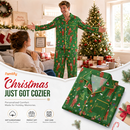 Custom face photo and name mini me matching pajamas men pajamas view 3